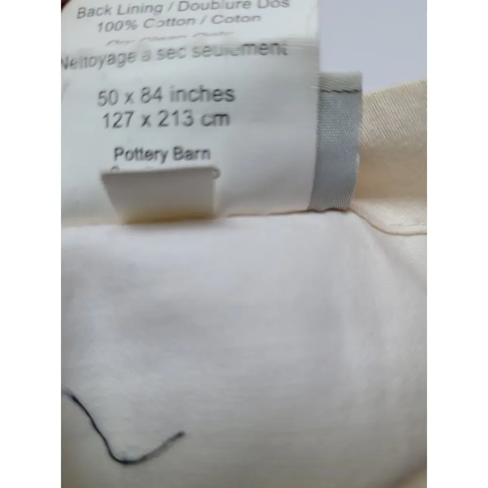 Pottery Barn Striped Red/Beige100% Silk Curtain Panel 50x84 Vintage